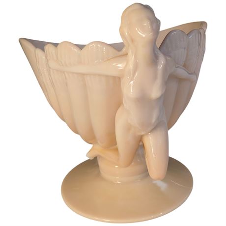 Vintage Cambridge Crown Tuscan Flying Lady Glass Compote