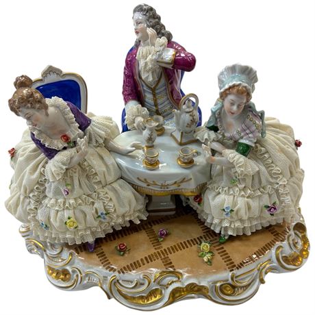 Large Antique 3 Figural Dresden Unterweiss Bach Figurine