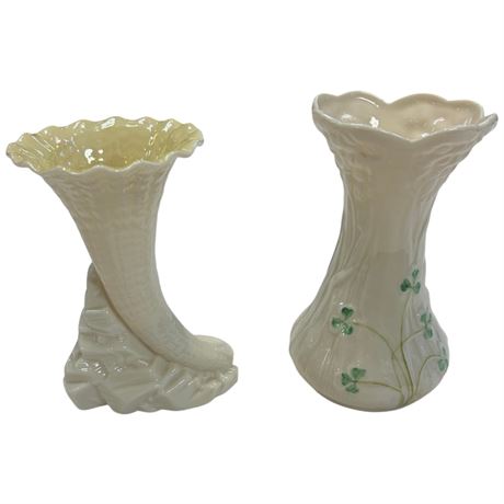 2 Assorted Pieces Of Vintage Belleek, Green Mark
