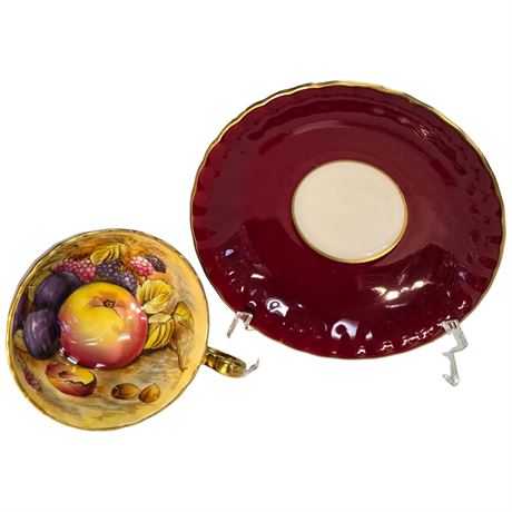 Vintage Signed Aynsley "Fruit Orchard" Tea Cup & Saucer
