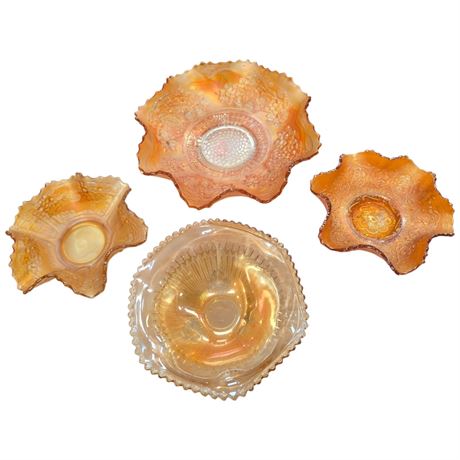 4 Pieces Of Early Carnival Glass