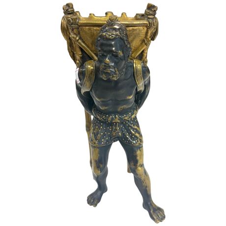 19Th Century Austrian Vienna Bronze Moorish Man Carrier