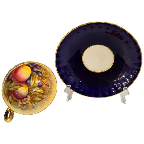 Vintage Signed Aynsley "Fruit Orchard" Tea Cup & Saucer