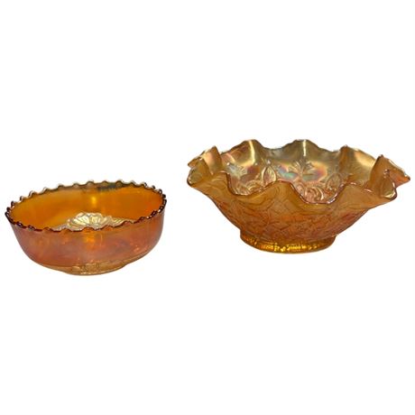2 Vintage Carnival Glass Bowls