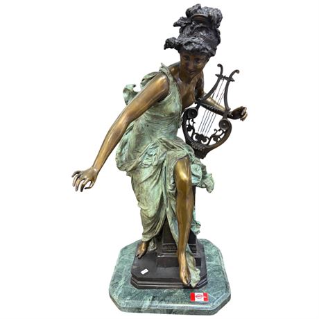 Fabulous Bronze "Melody" Signed Albert Carrier Belleuse On Marble Base