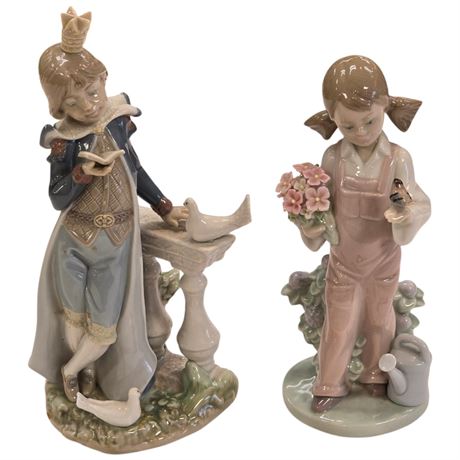 Vintage Porcelain Lladro Flower Girl & Martinique Figurines