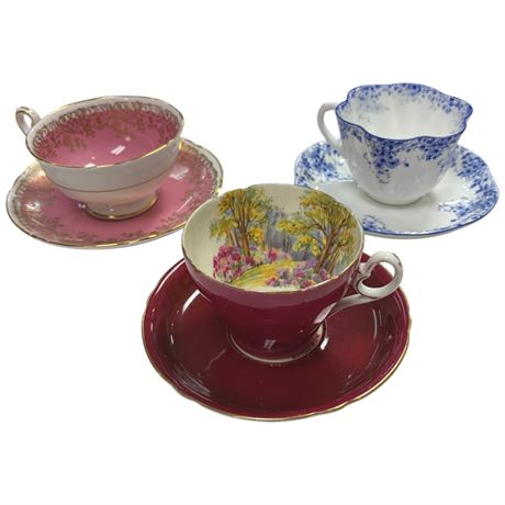 3 Shelley Cups & Saucers