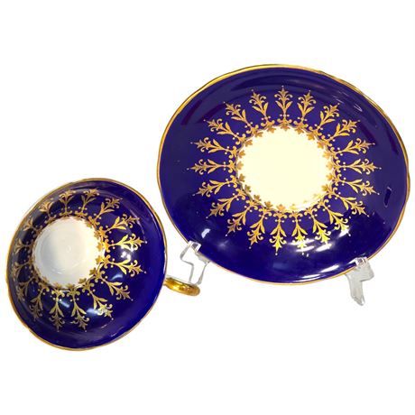 Vintage Aynsley "Blue & Gold" Tea Cup & Saucer