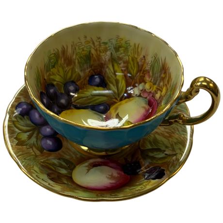 Vintage Signed Aynsley "Fruit Orchard" Tea Cup & Saucer