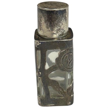 Sterling Silver Overlay On Glass Bottle