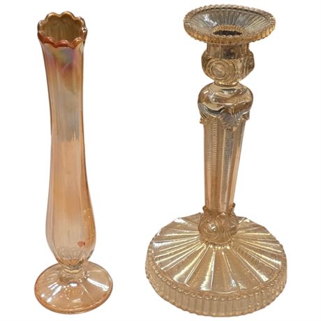 2 Early Carnival Glass Vases