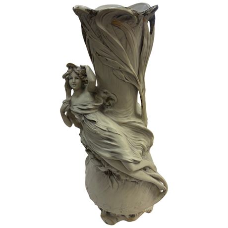 Royal Dux Art Nouveau Porcelain Woman & Vase