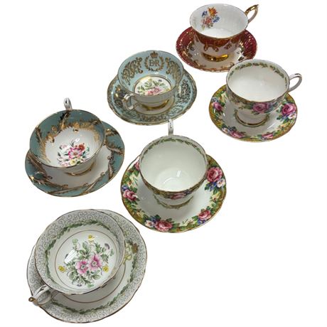 6 Assorted Paragon Cups & Saucers