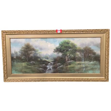 Early Framed Landscape Pastel Artwork