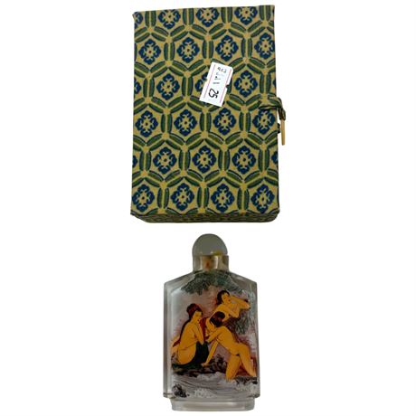 Vintage Reverse Painted Asian Snuff Bottle Depicting Nude Ladies