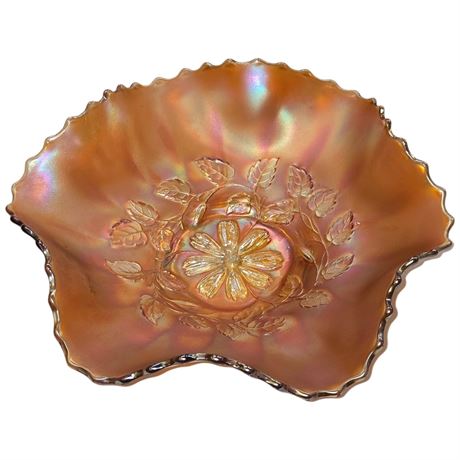 Early Marigold Carnival Glass "Cosmos Variant" Bowl