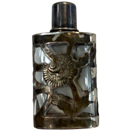 Sterling Silver Overlay On Glass Bottle