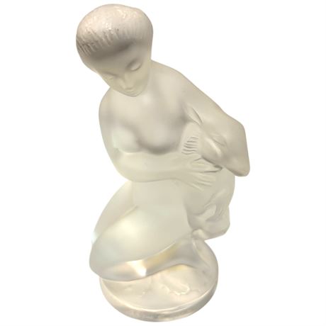 Vintage Signed Lalique "Diana The Huntress" Crystal Paper Weight