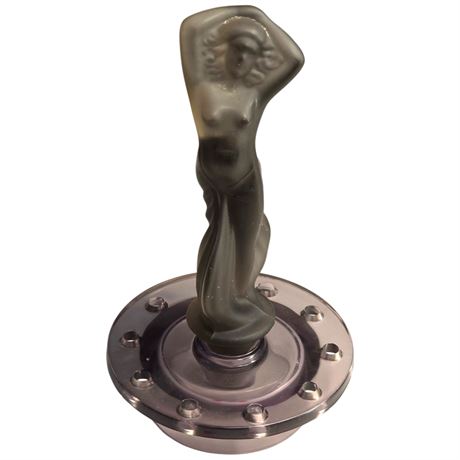 Vintage Frosted Glass Nude Lady Flower Frog