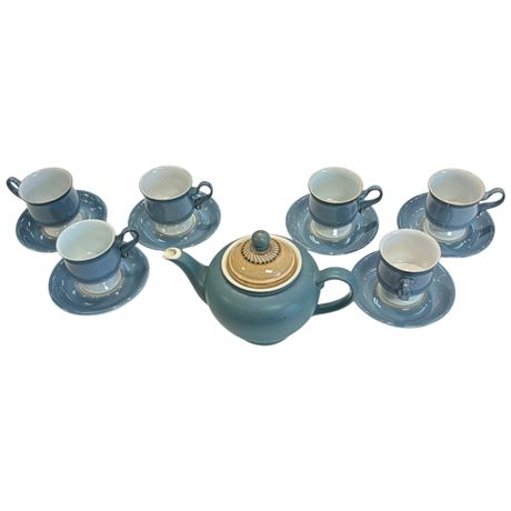 Densby Teapot & 6 Assorted Cups & Saucers