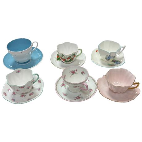 6 Vintage Shelley Cups & Saucers