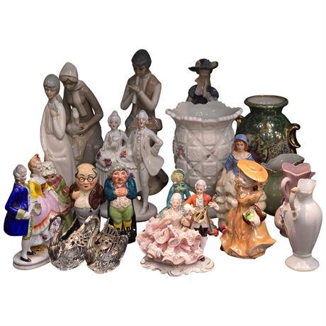 Large Assortment Of Vintage Porcelain Figurines