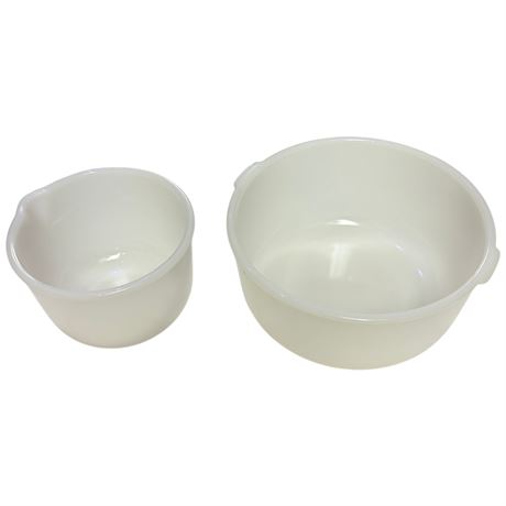 2 Sunbeam Milk Glass Mixing Bowls