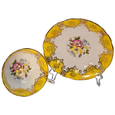Vintage Paragon "Yellow & Gold Floral" Tea Cup & Saucer