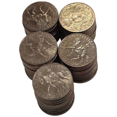Approx 50, British 1977 Elizabeth II Commemorative Coins
