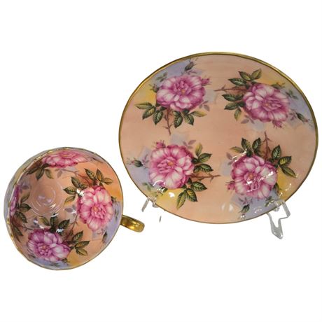 Vintage Aynsley "Cabbage Rose" Tea Cup & Saucer