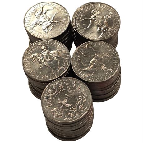 Approx 50, British 1977 Elizabeth II Commemorative Coins