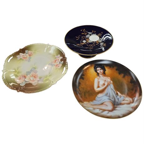 2 Porcelain Plates & Compote