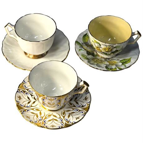 3 Aynsley Tea Cups & Saucers
