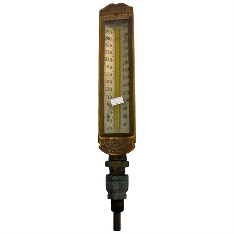 Vintage Cast Brass Weksler New York City Thermometer