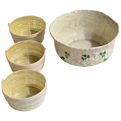 Vintage Belleek, Bowl & Salts