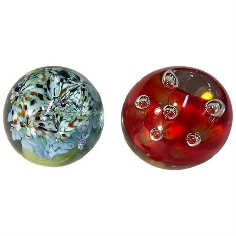 2 Art Glass Paper Weights