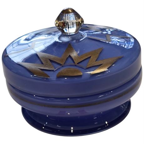 Vintage Czech Art Glass Bolol Lidded