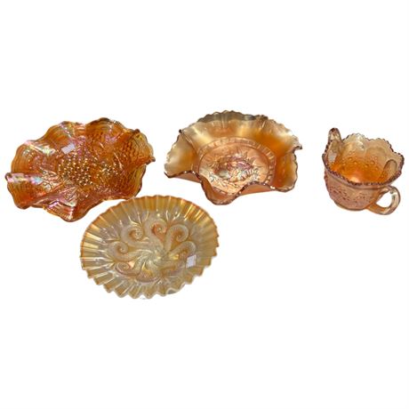 4 Vintage Carnival Glass Pieces
