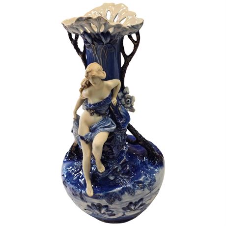 Royal Dux Art Nouveau Porcelain Lady & Vase