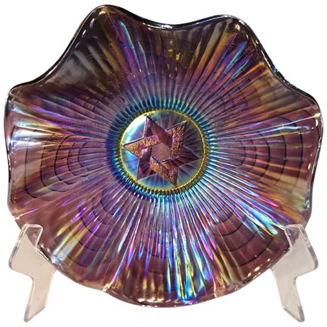 Early Amethyst Carnival Glass "Star Of David" Bowl