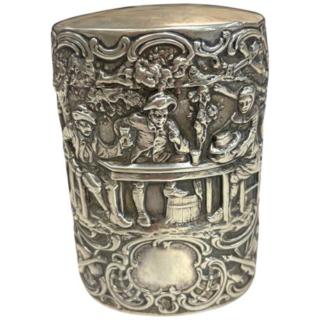 Late 19Th Century 800 Silver Embossed Dutch Tea Caddy