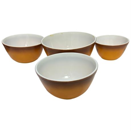 4 Pyrex Glass Bowls "Old Orchard"