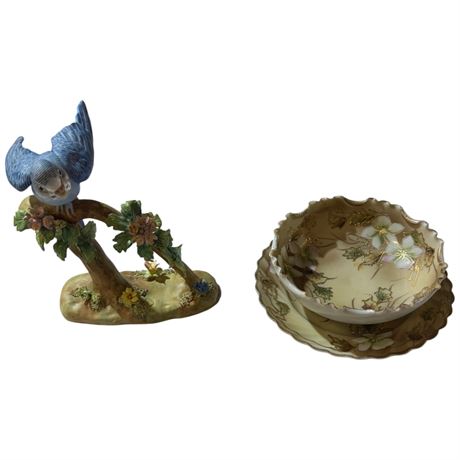 Art Pottery Bird & Bowls