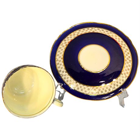 Vintage Aynsley "Blue & Gold" Tea Cup & Saucer