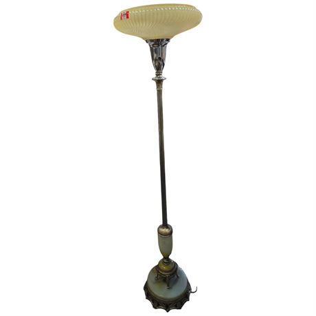 Vintage Torchiere Floor Lamp With Footed Pedestal Base