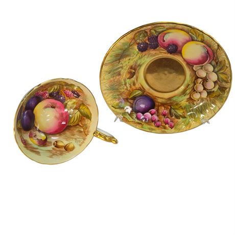 Vintage Signed Aynsley "Fruit Orchard" Tea Cup & Saucer