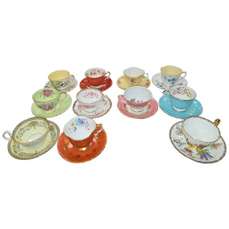 11 Aynsley Tea Cups & Saucers