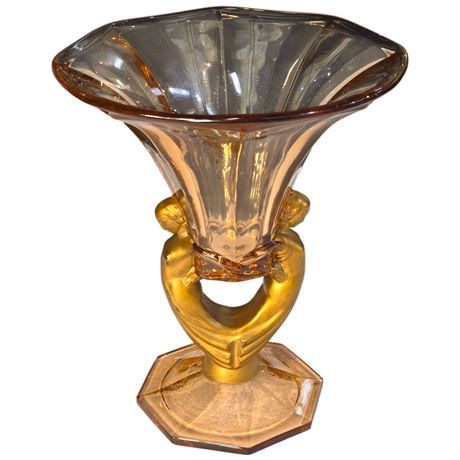 Art Deco Dual Lady Art Glass Vase