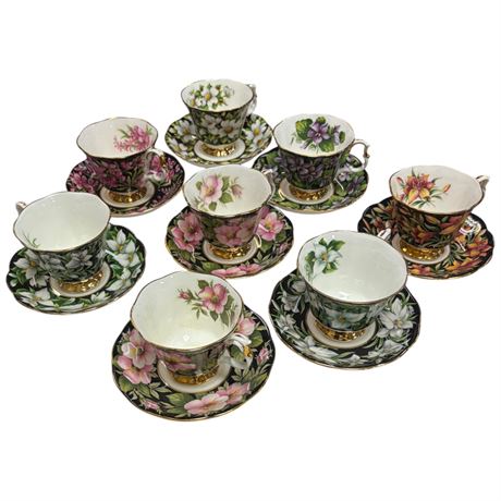 8 Royal Albert Floral Cups & Saucers