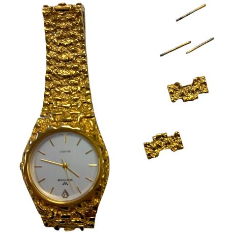Vintage Waltham Gold Nugget Style Wrist Watch, With Extra Links